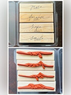 Stampin' Up! Wonderful Words II Retired Wood Mounted Rubber Stamp Set
